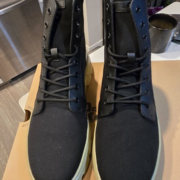 Dr. Martens Combs Boots Black Canvas 30826001 Black / Green Hi Mens Size 10 US - Picture 4 of 16